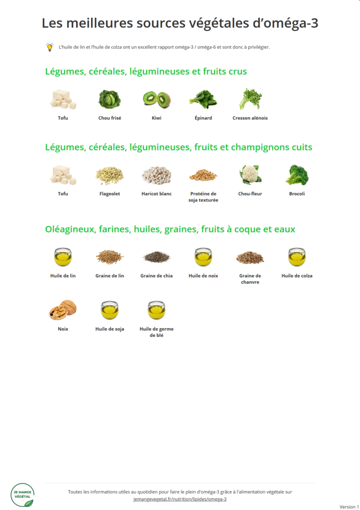 Poster des meilleures sources végétales d'oméga-3