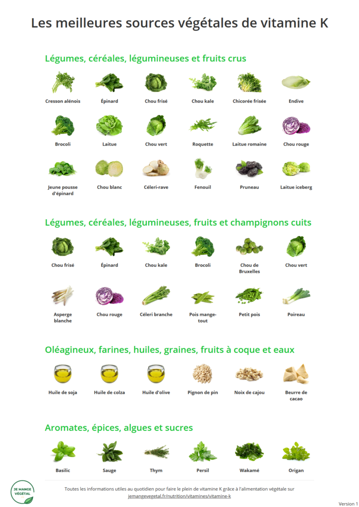 Poster des meilleures sources végétales de vitamine K