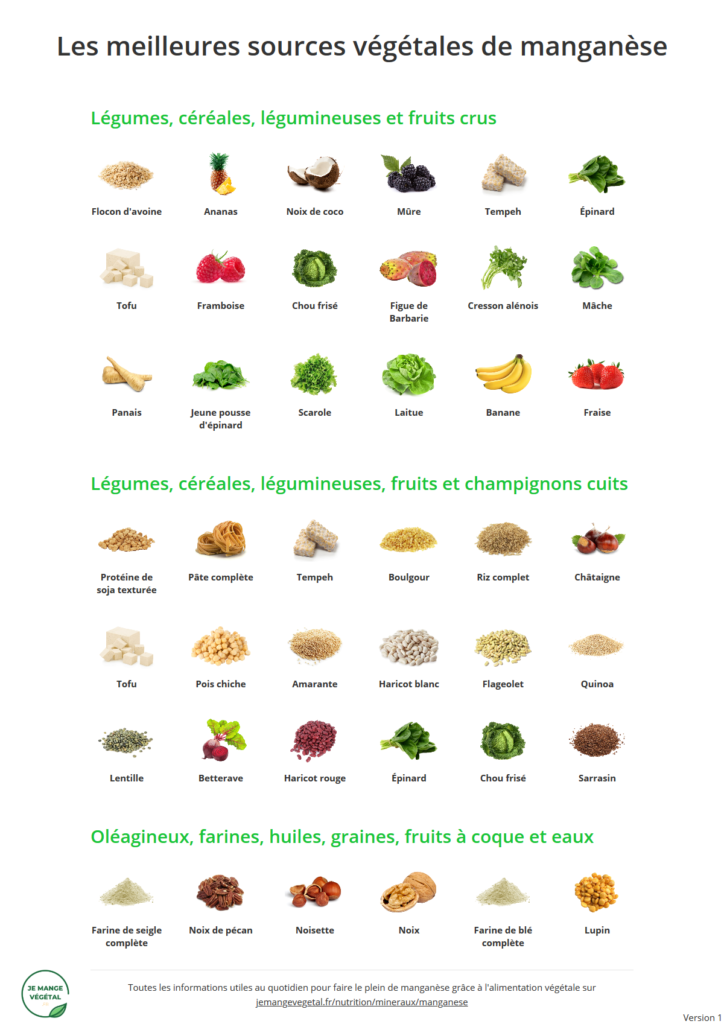 Poster des meilleures sources végétales de manganèse