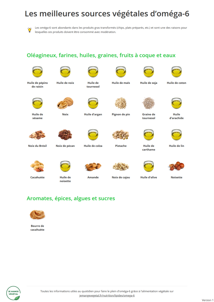Poster des meilleures sources végétales d'oméga-6